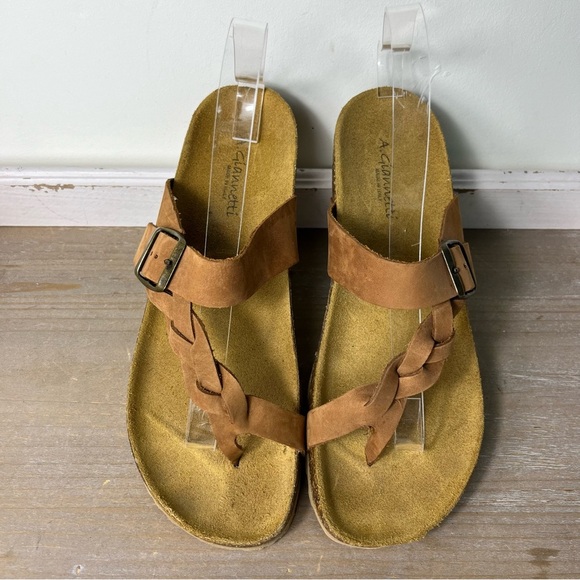 A. Gianetti Italian Leather Sandals | Brown Braided Suede | Fits US 9 - Picture 4 of 14